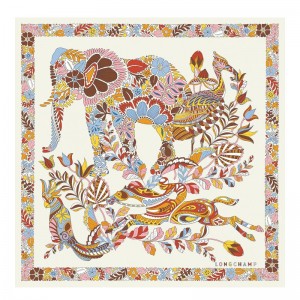 Longchamp Forêt Longchamp Silk Scarf 50 Abrikoos | BRGT15073