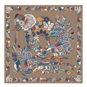 Longchamp Forêt Longchamp Silk Scarf 50 Clay | NBSL39162