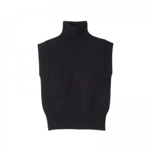 Longchamp High Collar No Sleeve Jumper Zwart | VAHX68420