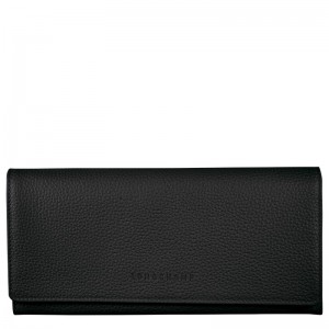 Longchamp Le Foulonné Continental Wallet Zwart | IACB16874