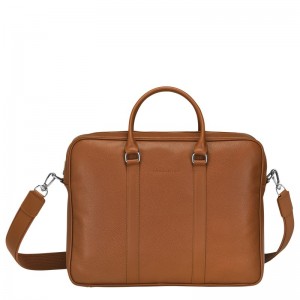 Longchamp Le Foulonné M Briefcase Caramel | XMYJ04825