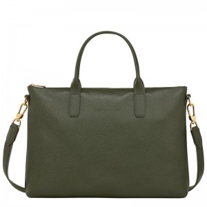 Longchamp Le Foulonné S Briefcase Khaki | FVPJ71906