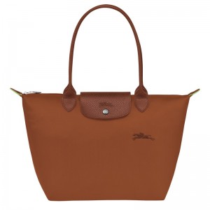 Longchamp Le Pliage Green M Tote Bag Cognac | IPWT46178