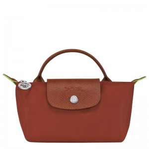 Longchamp Le Pliage Green Pouch With Handle Chestnut | PVQG50438