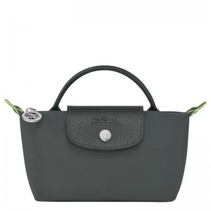 Longchamp Le Pliage Green Pouch With Handle Graphite | LHZU41053