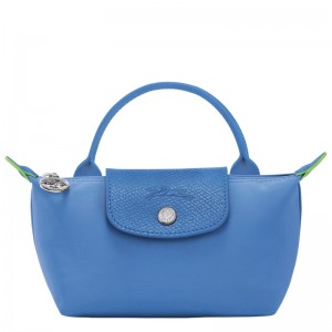 Longchamp Le Pliage Green Pouch With Handle Cornflower | FQUP47852