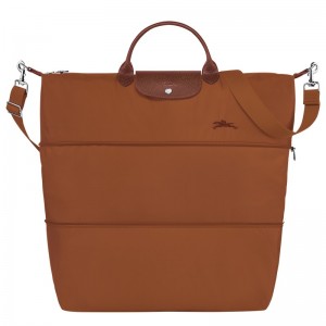 Longchamp Le Pliage Green Travel Bag Expandable Cognac | OIES48365