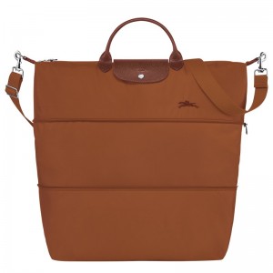 Longchamp Le Pliage Green Travel Bag Expandable Cognac | OFBW72516