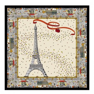 Longchamp Le Pliage In Paris Silk Scarf Ecru | RFES71658