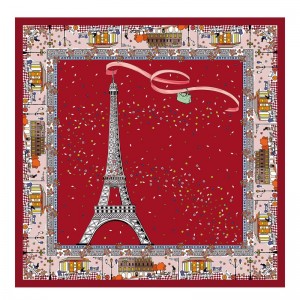 Longchamp Le Pliage In Paris Silk Scarf Tomato | YUHB75421