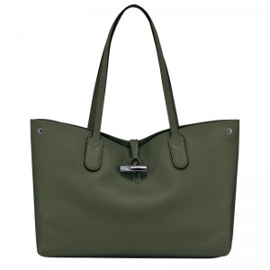 Longchamp Le Roseau Essential L Tote Bag Khaki | DUVZ83612