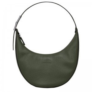 Longchamp Le Roseau Essential M Hobo Bag Khaki | JSEW32549