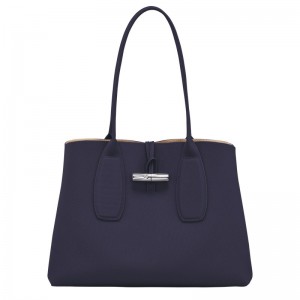 Longchamp Le Roseau L Tote Bag Bilberry | UKRV57263