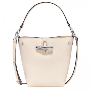 Longchamp Le Roseau Xs Bucket Bag Ecru | THRC64071