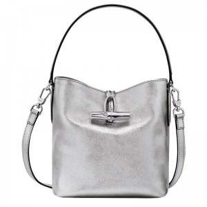 Longchamp Le Roseau Xs Bucket Bag Zilver | FXHT58721