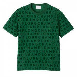 Longchamp Logo Large T-shirt Groen | IHXU35174