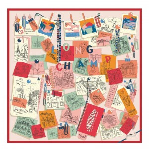 Longchamp Longchamp Mood Board Silk Scarf 90 Tomato | KNGD98673