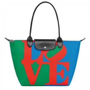 Longchamp Longchamp X Robert Indiana M Tote Bag Rood Donkerblauw | UITY12490