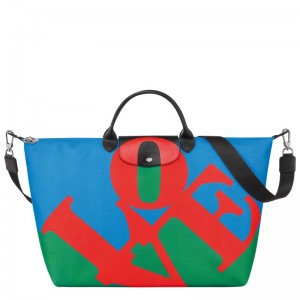 Longchamp Longchamp X Robert Indiana Travel Bag Rood Donkerblauw | APGJ14370