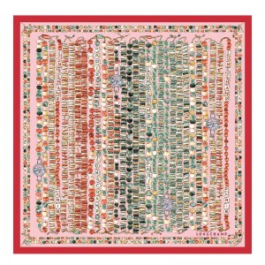 Longchamp Pearl Necklace Silk Scarf 50 Tomato | CUIO78952