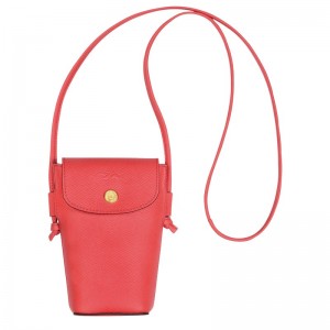 Longchamp Épure Phone Case With Leather Lace Strawberry | OKZE89047