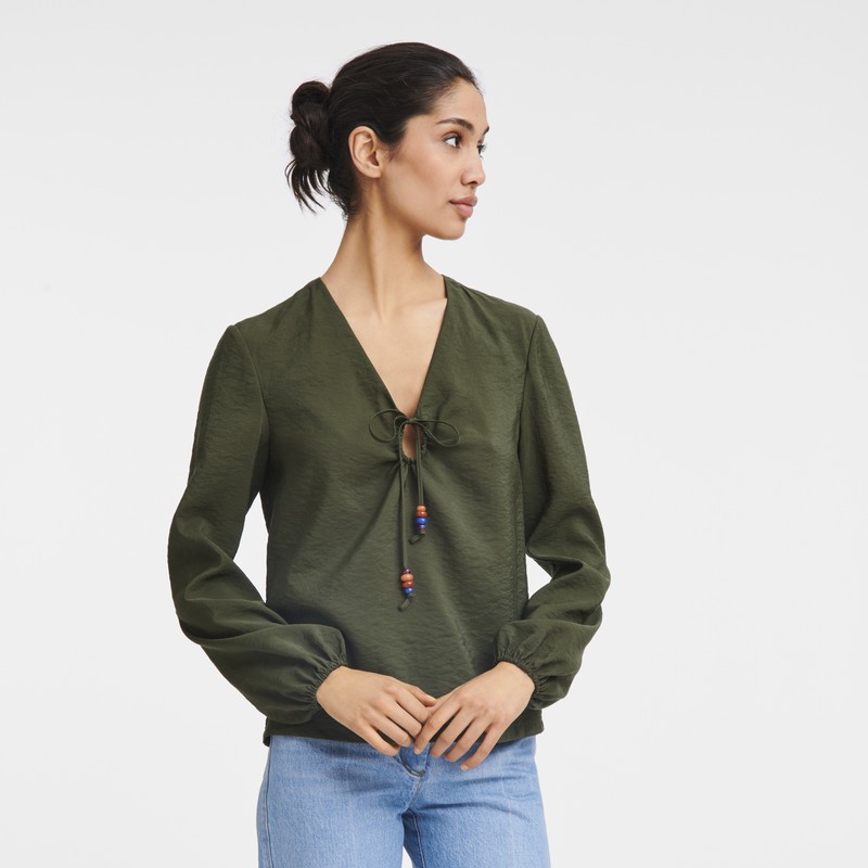 Longchamp Blouse Khaki | HWPY46139