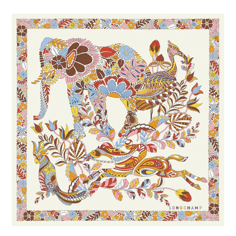 Longchamp Forêt Longchamp Silk Scarf 50 Abrikoos | BRGT15073