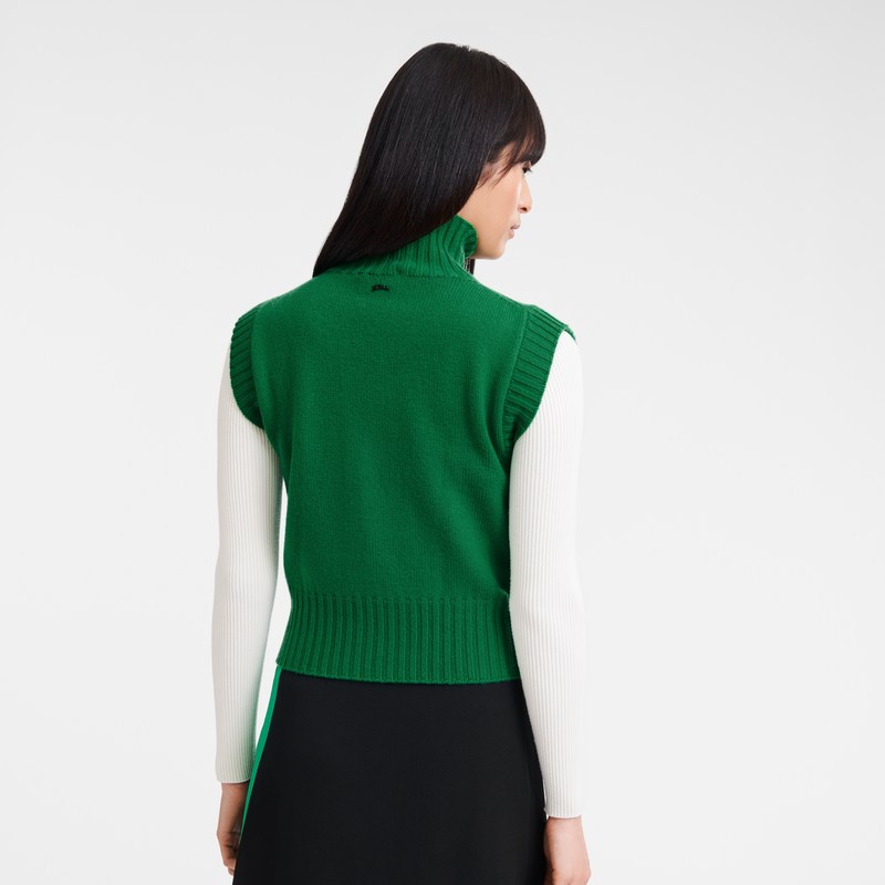 Longchamp High Collar No Sleeve Jumper Groen | SHZK38942