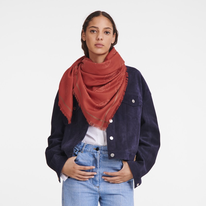 Longchamp La Médaille Longchamp Shawl Tomato | YGLV38425