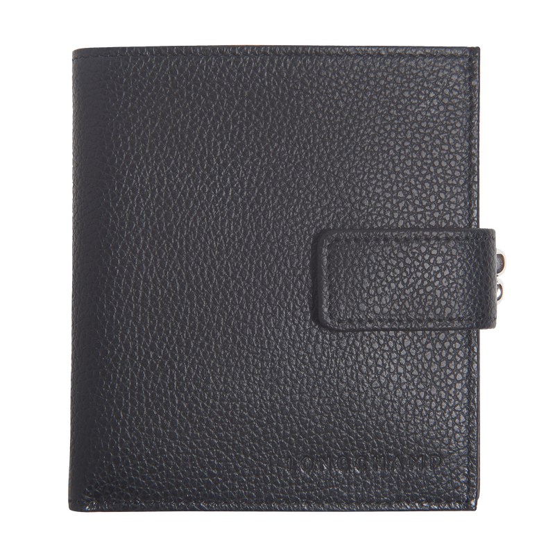 Longchamp Le Foulonné Compact Wallet Zwart | UNSW47015