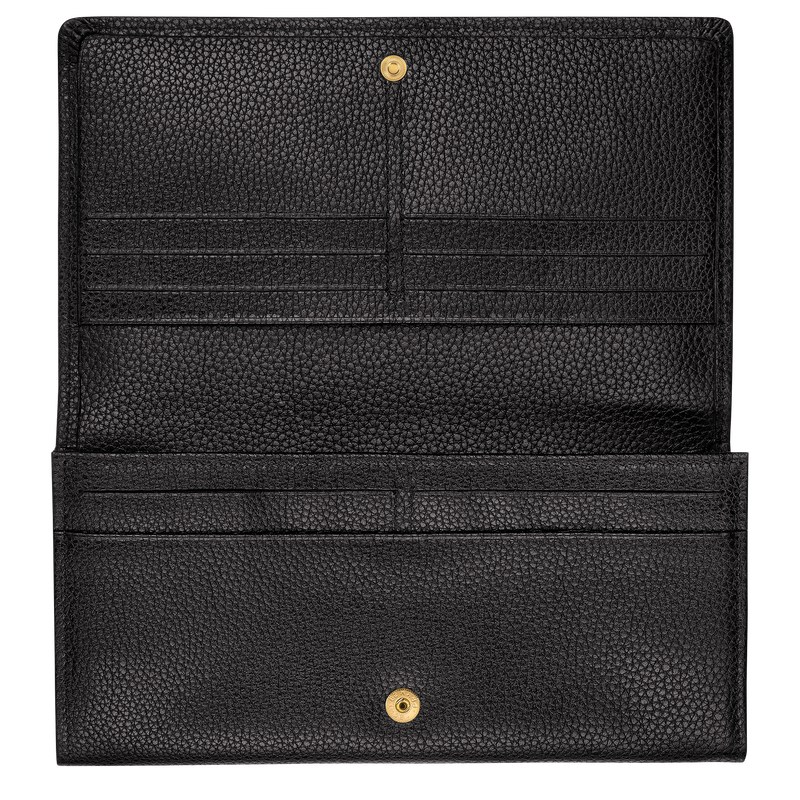 Longchamp Le Foulonné Continental Wallet Zwart | PTCM49263