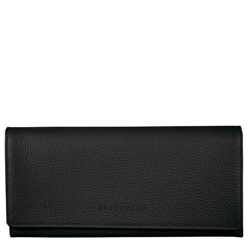 Longchamp Le Foulonné Continental Wallet Zwart | IACB16874