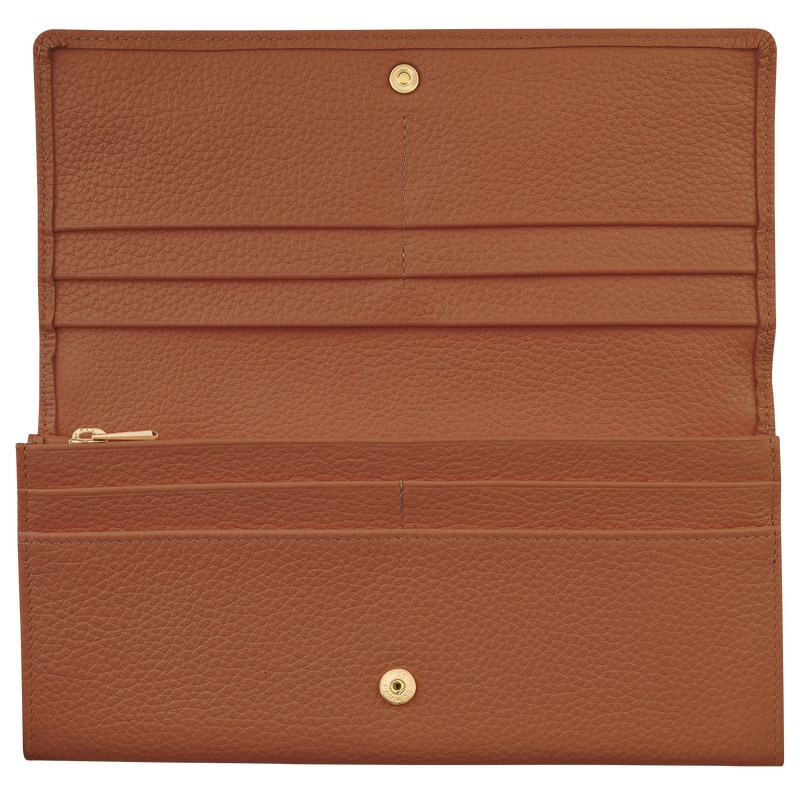 Longchamp Le Foulonné Continental Wallet Caramel | CKSV75462