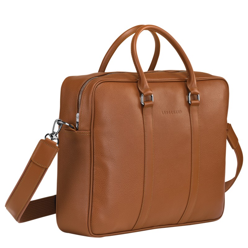 Longchamp Le Foulonné M Briefcase Caramel | XMYJ04825