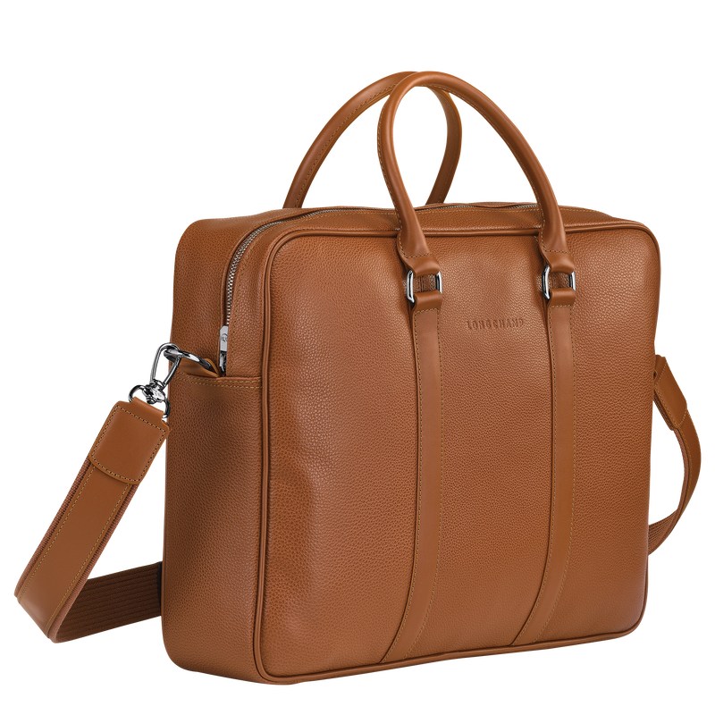 Longchamp Le Foulonné M Briefcase Caramel | GIXN32450