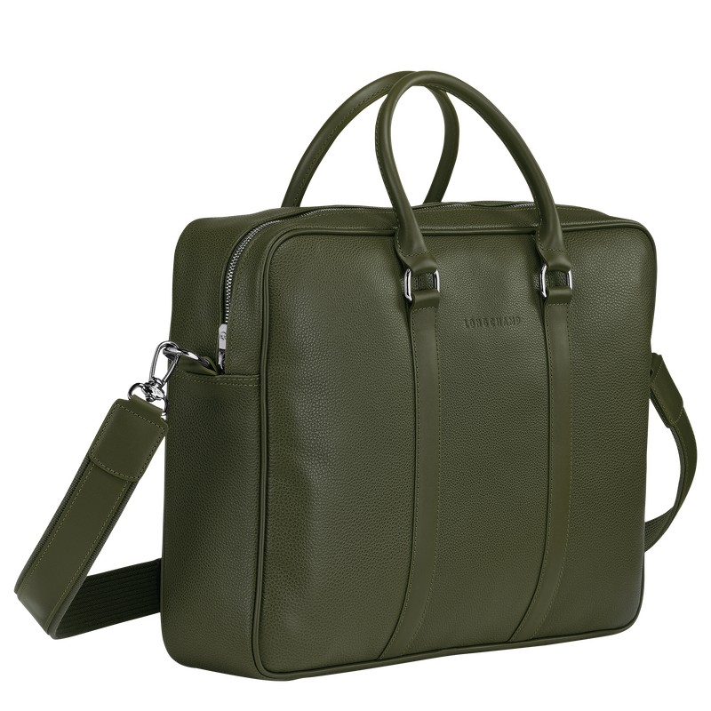 Longchamp Le Foulonné M Briefcase Khaki | TSCB82391