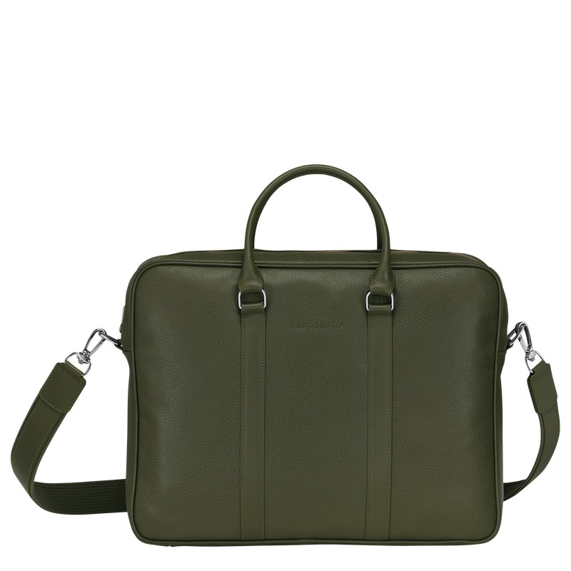 Longchamp Le Foulonné M Briefcase Khaki | TSCB82391