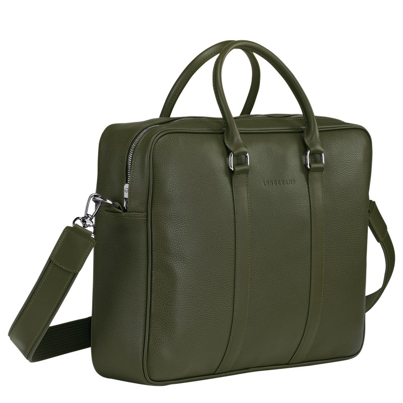 Longchamp Le Foulonné M Briefcase Khaki | VBAO51470