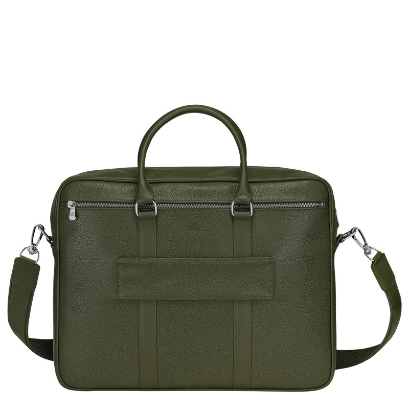 Longchamp Le Foulonné M Briefcase Khaki | VBAO51470