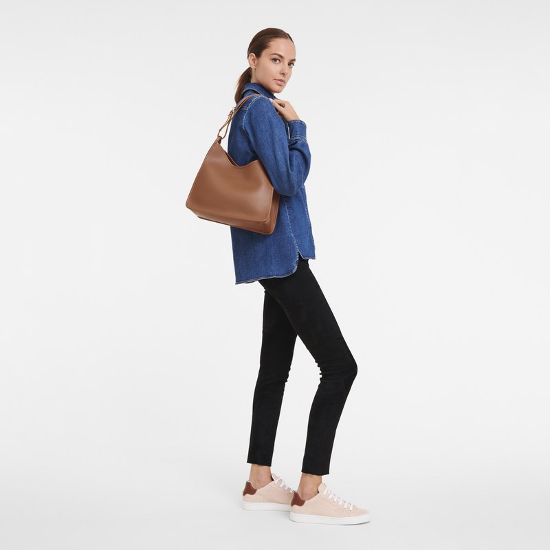 Longchamp Le Foulonné M Hobo Bag Caramel | GUAJ86395