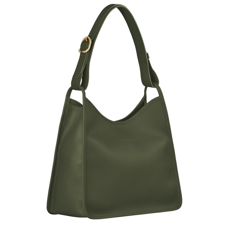 Longchamp Le Foulonné M Hobo Bag Khaki | ZISB72651