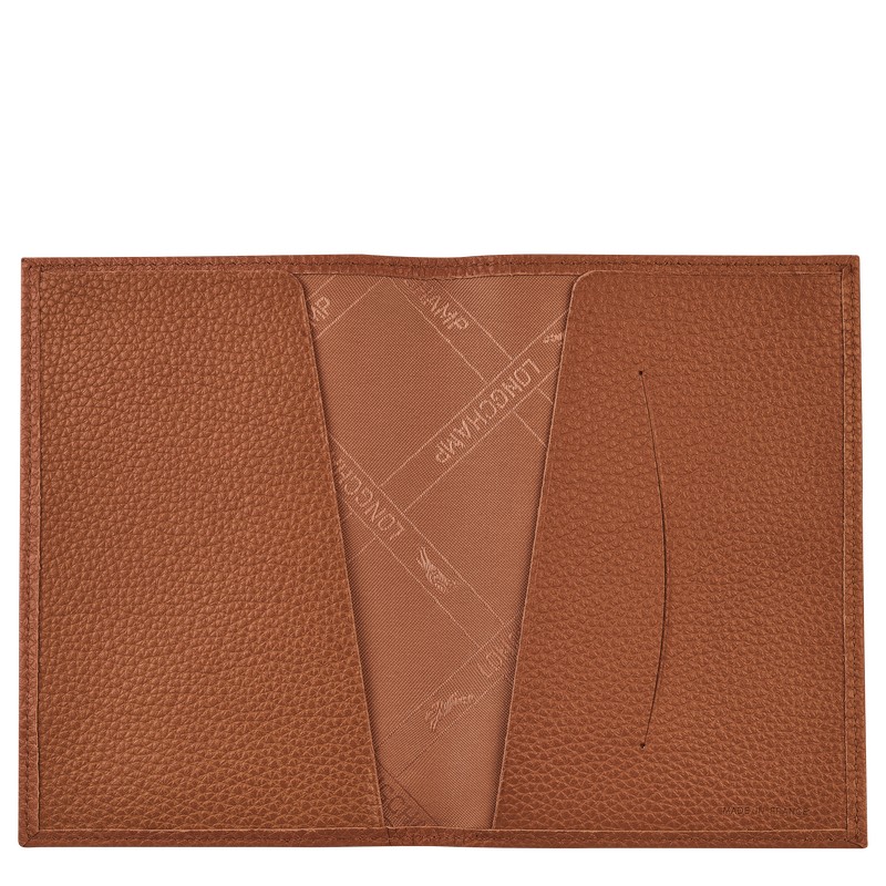 Longchamp Le Foulonné Passport Cover Caramel | IUHG56129