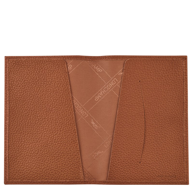 Longchamp Le Foulonné Passport Cover Caramel | ADYU51427