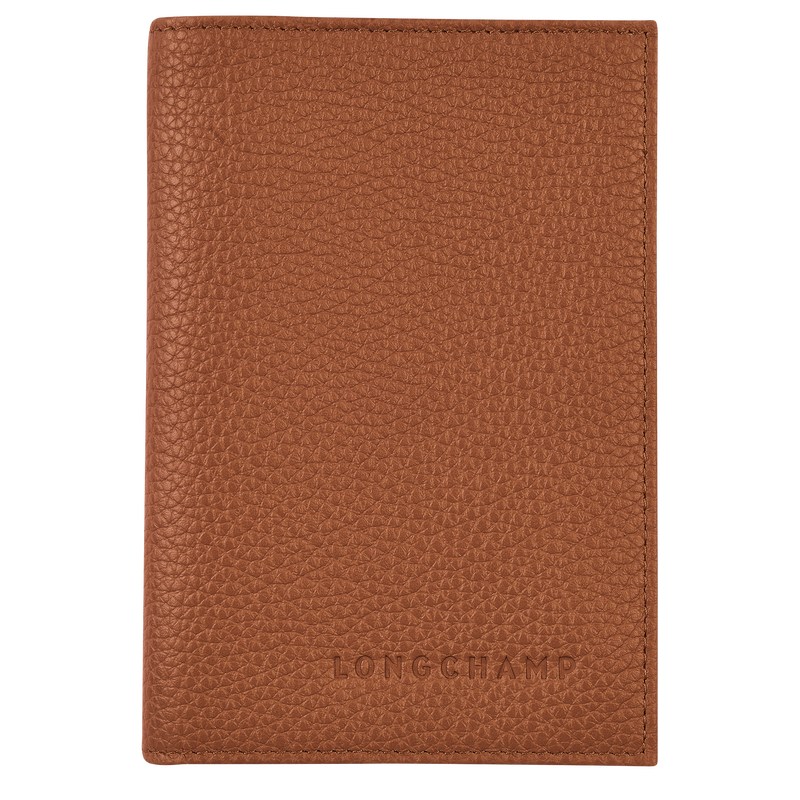 Longchamp Le Foulonné Passport Cover Caramel | ADYU51427