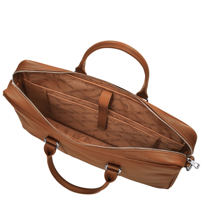 Longchamp Le Foulonné S Briefcase Caramel | LUIH49786