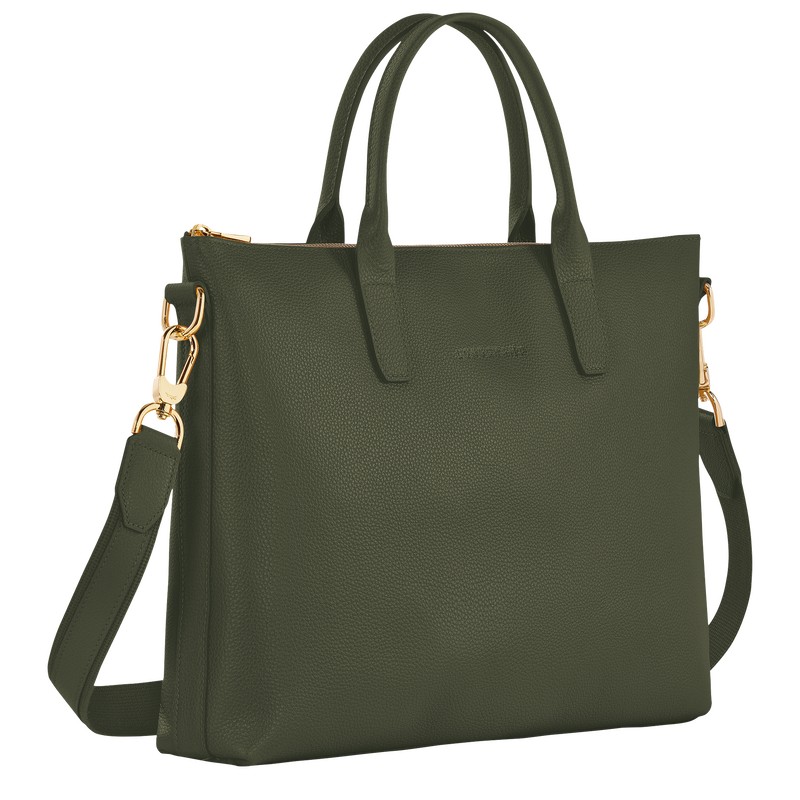 Longchamp Le Foulonné S Briefcase Khaki | BGKQ58962