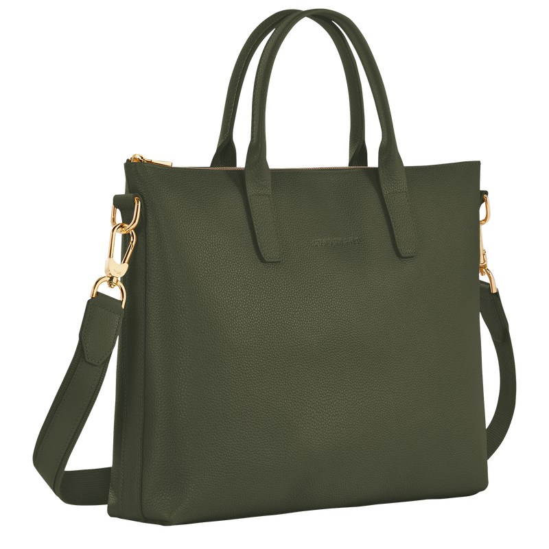 Longchamp Le Foulonné S Briefcase Khaki | FVPJ71906