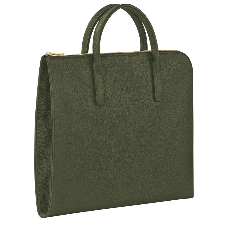 Longchamp Le Foulonné S Briefcase Khaki | FEHC47209