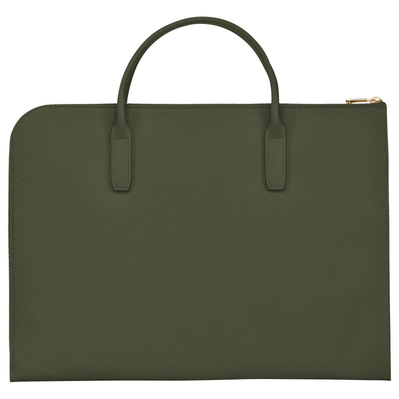 Longchamp Le Foulonné S Briefcase Khaki | FEHC47209