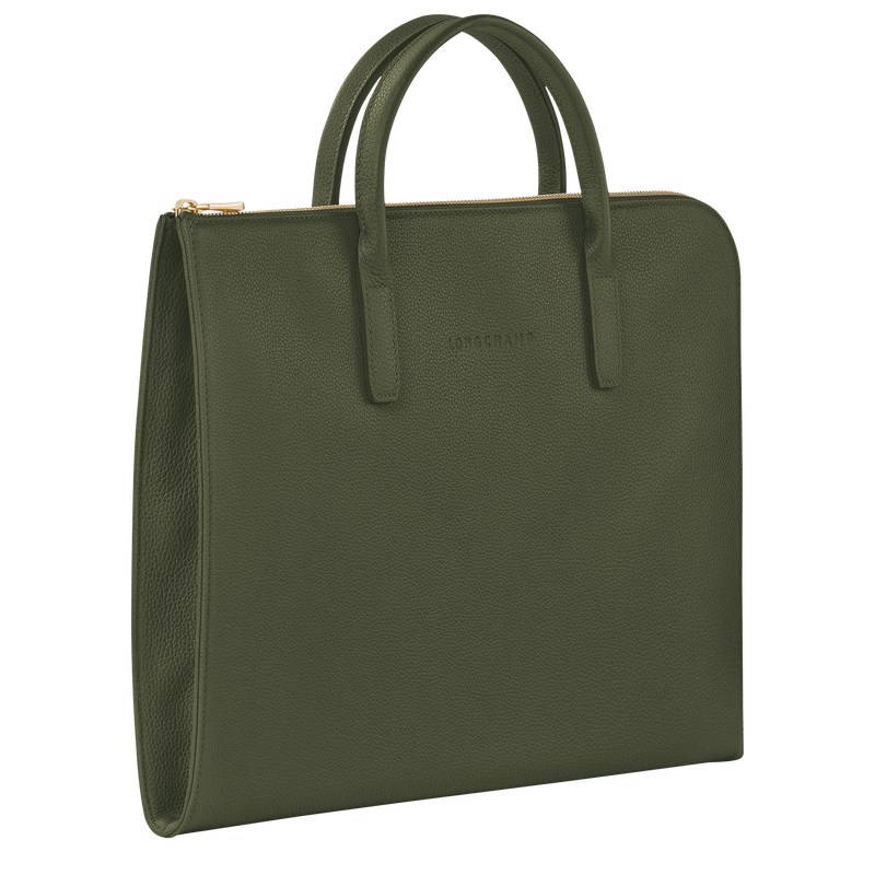 Longchamp Le Foulonné S Briefcase Khaki | AMTK36014